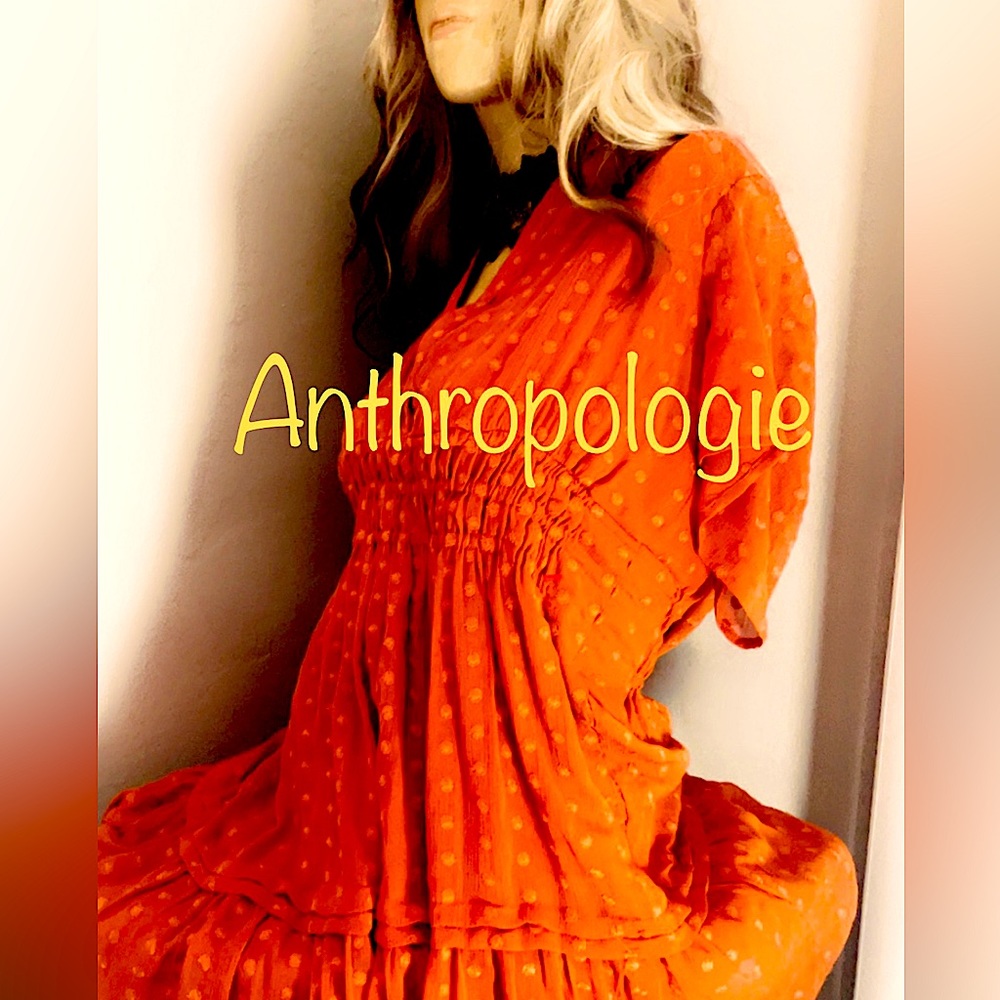 Anthropologie orange dress - women’s lace dress by Anthropologie size small